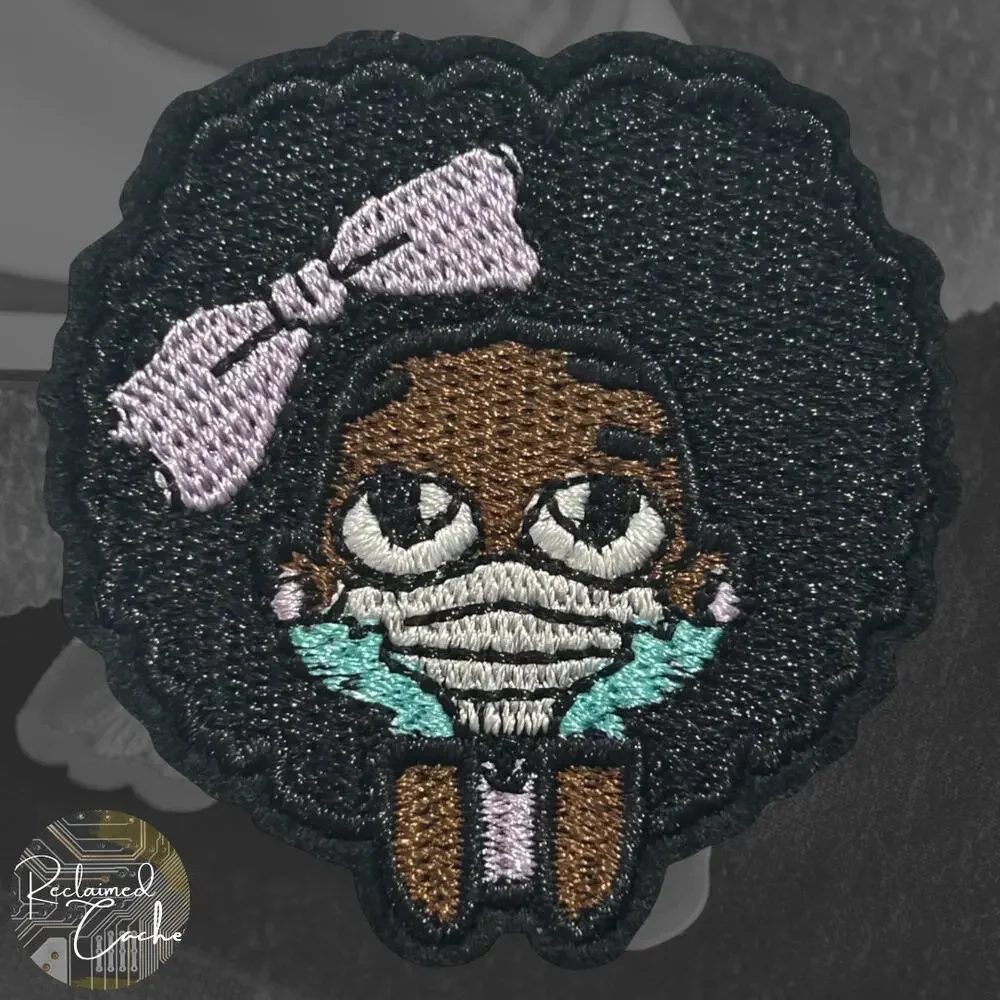 Little Girl with Mask Iron On Patch